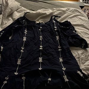 Blue open shoulder dress